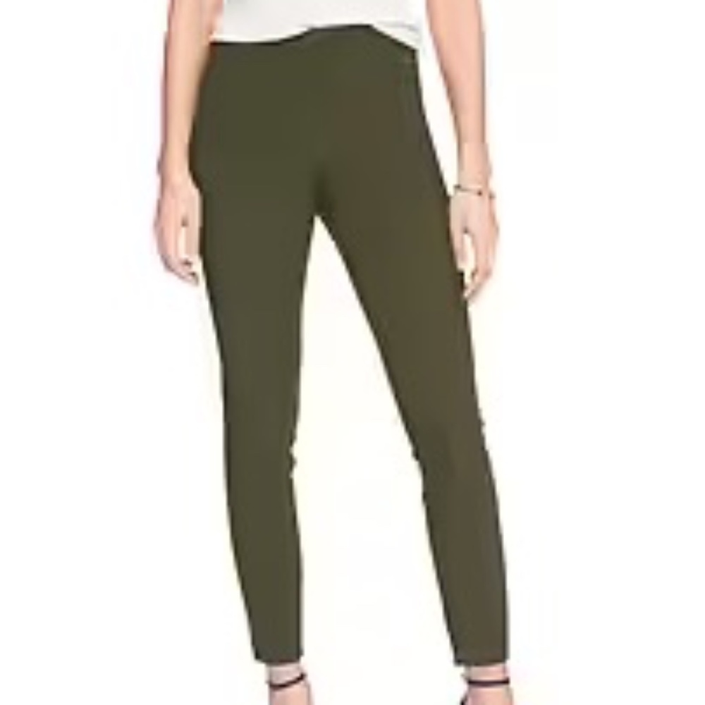 Banana Republic Devon Legging-Fit Stretch Ankle Pant Ponte, Olive Green